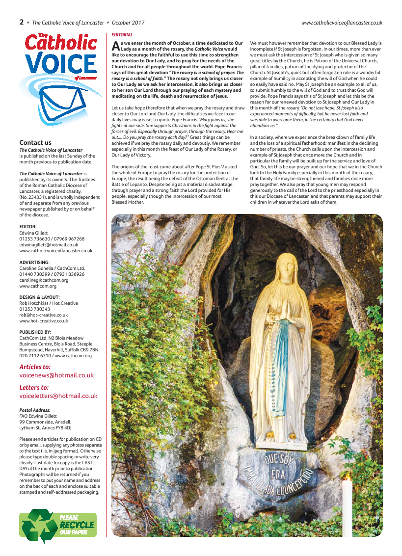 Oct 2017 edition of the Catholic Voice of Lancaster - Page 