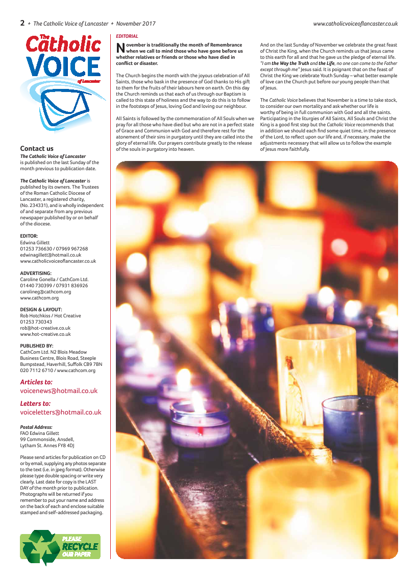 Nov 2017 edition of the Catholic Voice of Lancaster - Page 