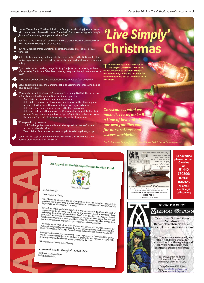 Dec 2017 edition of the Catholic Voice of Lancaster - Page 