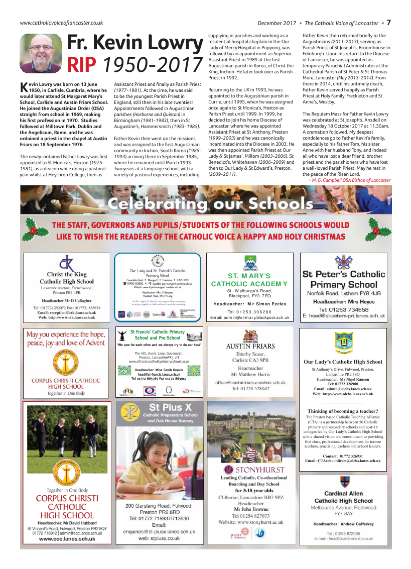 Dec 2017 edition of the Catholic Voice of Lancaster - Page 