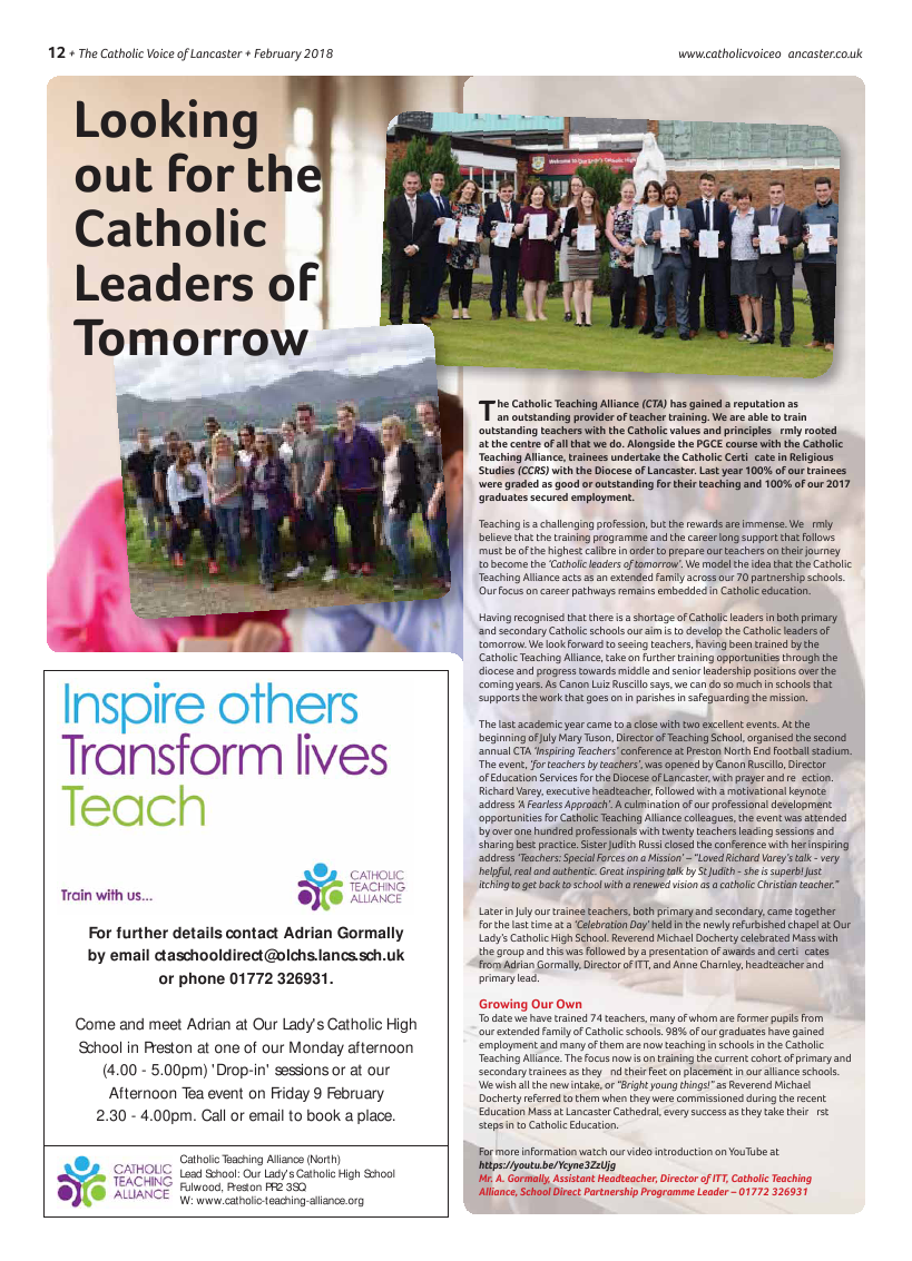 Feb 2018 edition of the Catholic Voice of Lancaster - Page 