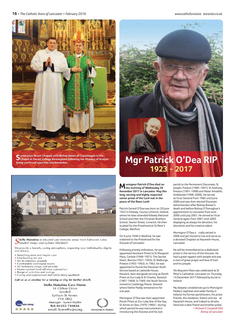 Feb 2018 edition of the Catholic Voice of Lancaster - Page 