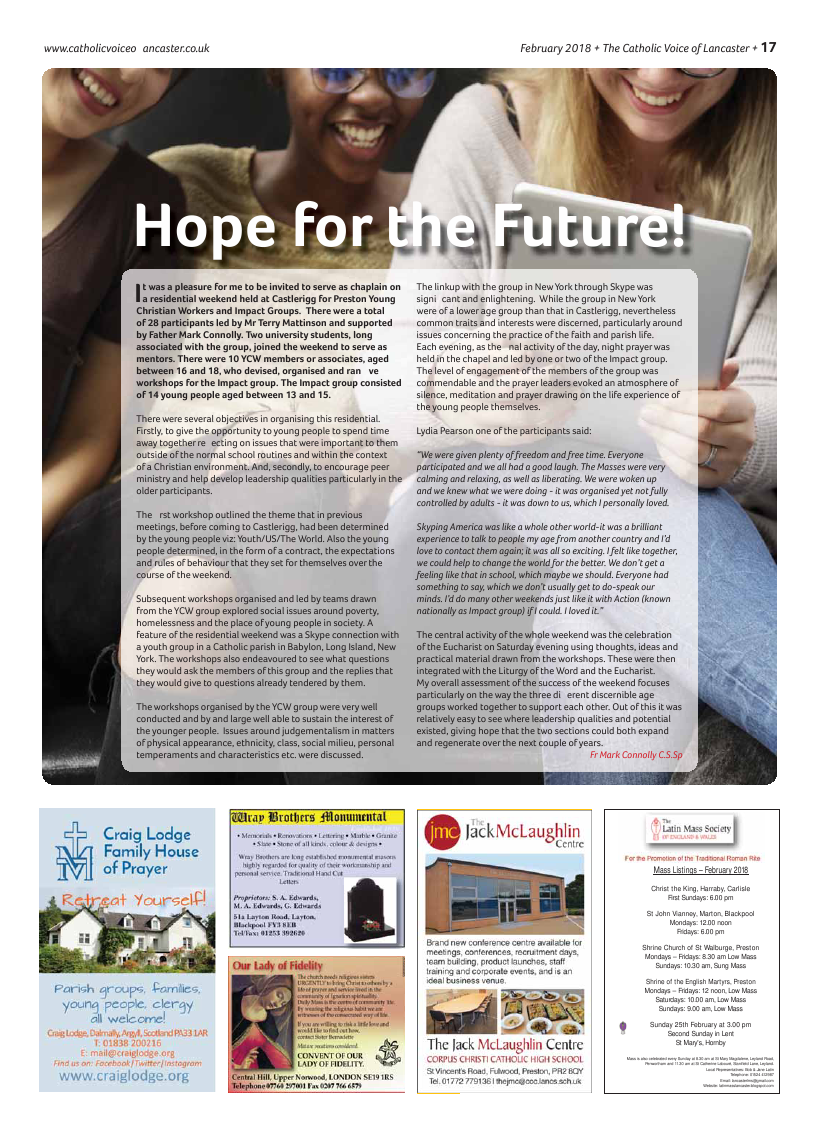 Feb 2018 edition of the Catholic Voice of Lancaster - Page 