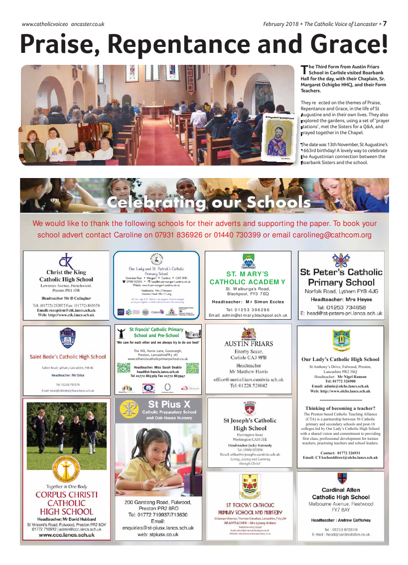 Feb 2018 edition of the Catholic Voice of Lancaster - Page 