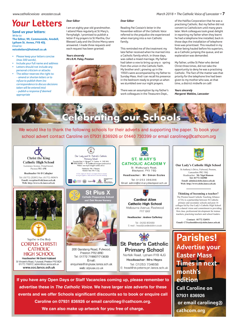 Mar 2018 edition of the Catholic Voice of Lancaster - Page 
