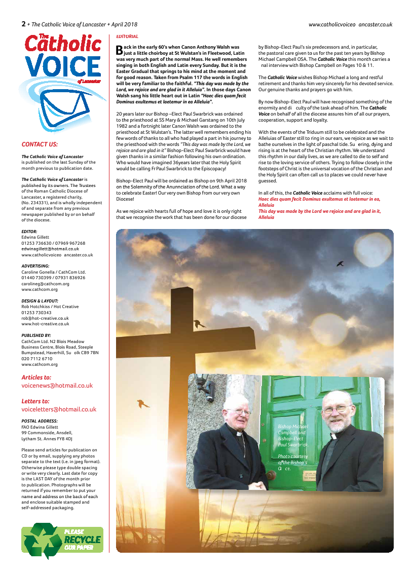 Apr 2018 edition of the Catholic Voice of Lancaster - Page 