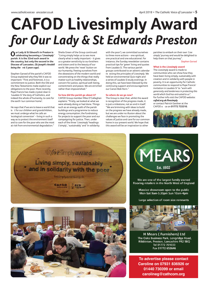 Apr 2018 edition of the Catholic Voice of Lancaster - Page 