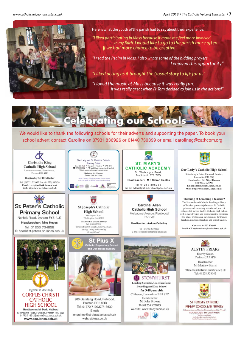 Apr 2018 edition of the Catholic Voice of Lancaster - Page 