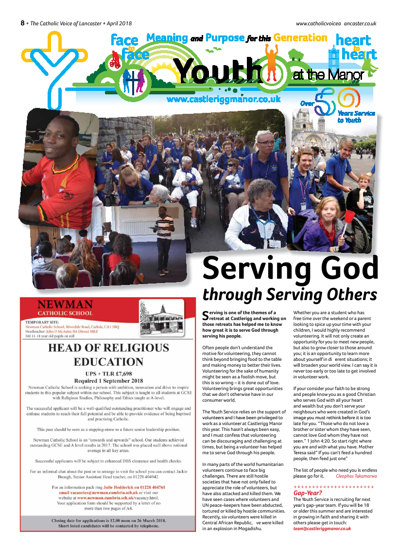 Apr 2018 edition of the Catholic Voice of Lancaster - Page 