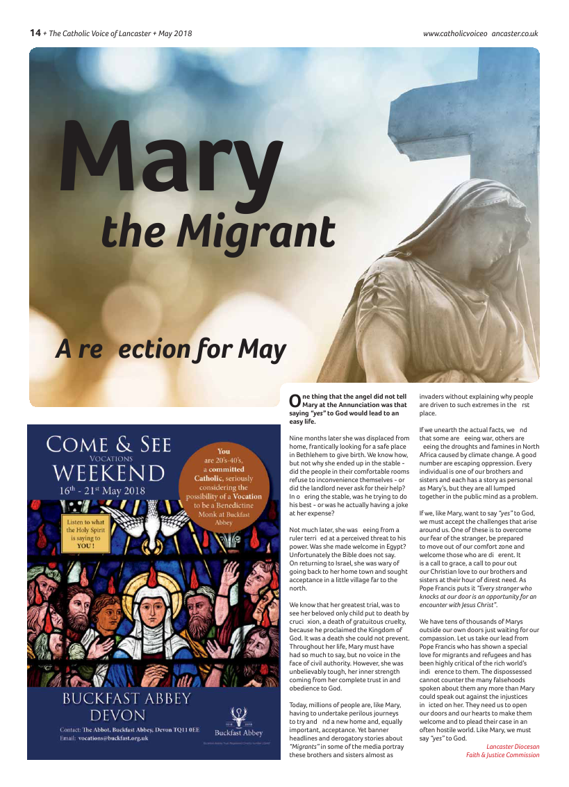 May 2018 edition of the Catholic Voice of Lancaster - Page 