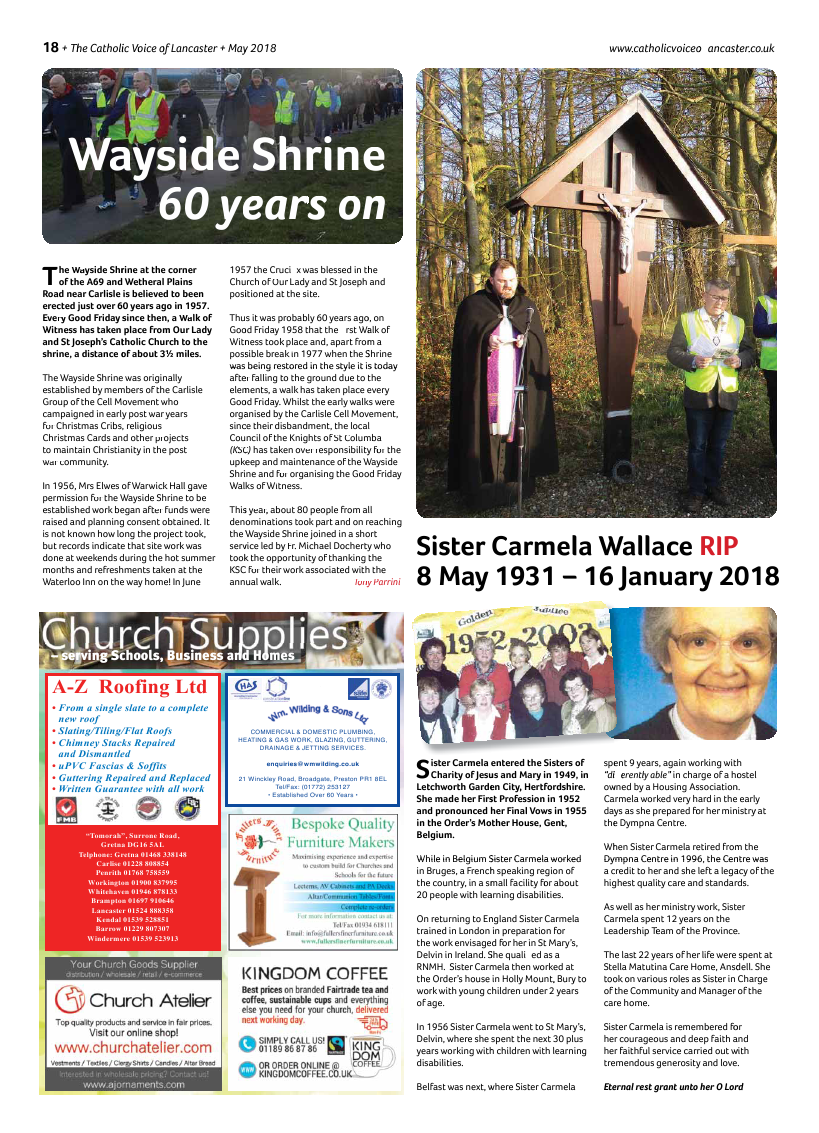 May 2018 edition of the Catholic Voice of Lancaster - Page 