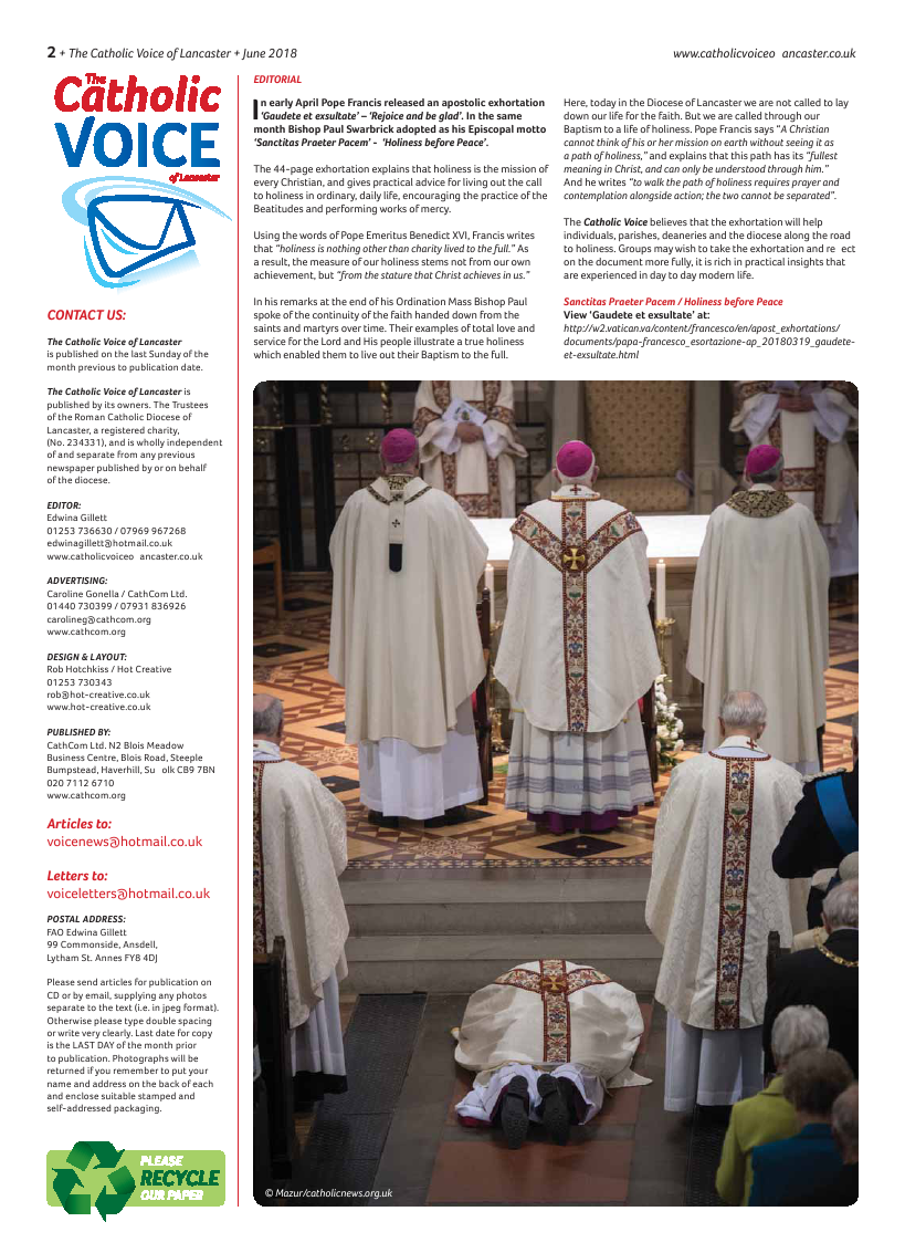Jun 2018 edition of the Catholic Voice of Lancaster - Page 