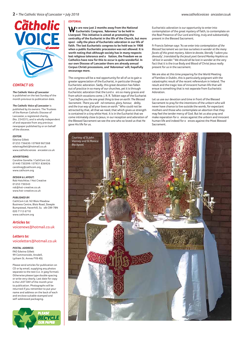 Jul/Aug 2018 edition of the Catholic Voice of Lancaster - Page 