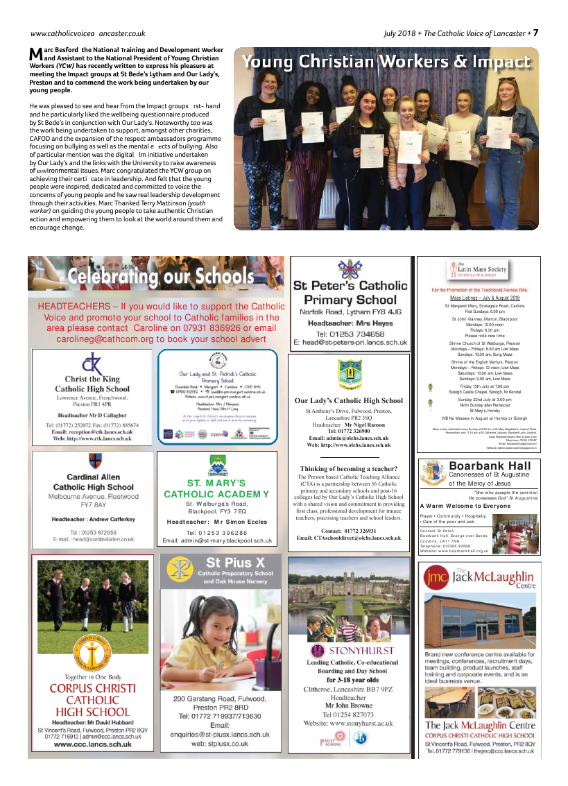 Jul/Aug 2018 edition of the Catholic Voice of Lancaster - Page 