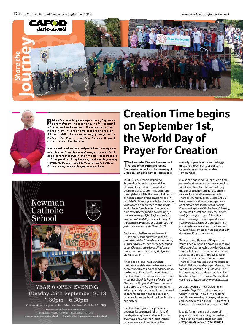 Sept 2018 edition of the Catholic Voice of Lancaster - Page 