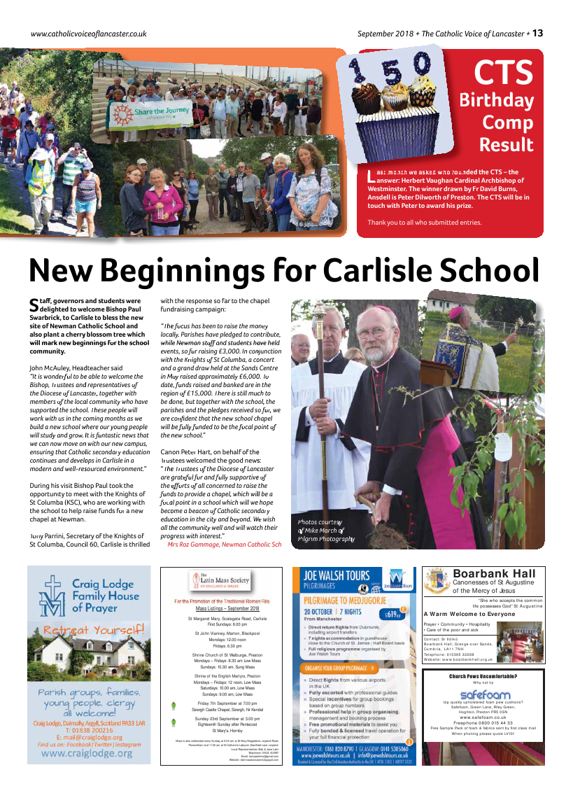 Sept 2018 edition of the Catholic Voice of Lancaster - Page 