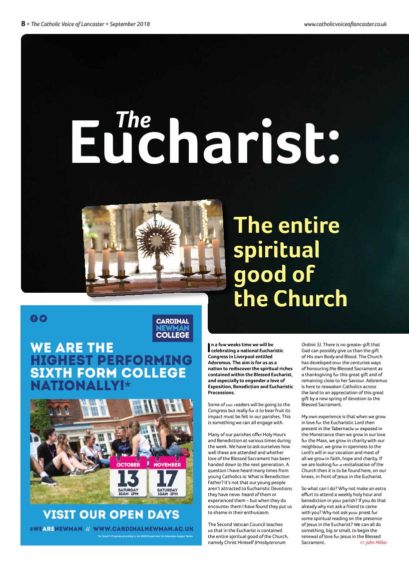 Sept 2018 edition of the Catholic Voice of Lancaster - Page 