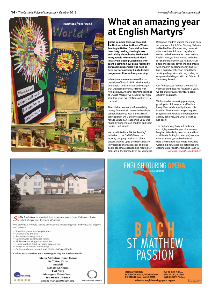 Oct 2018 edition of the Catholic Voice of Lancaster - Page 