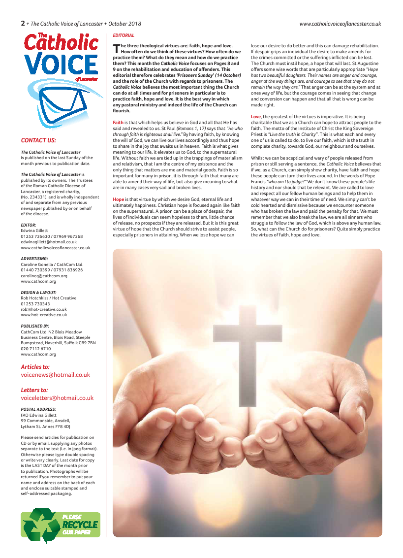 Oct 2018 edition of the Catholic Voice of Lancaster - Page 