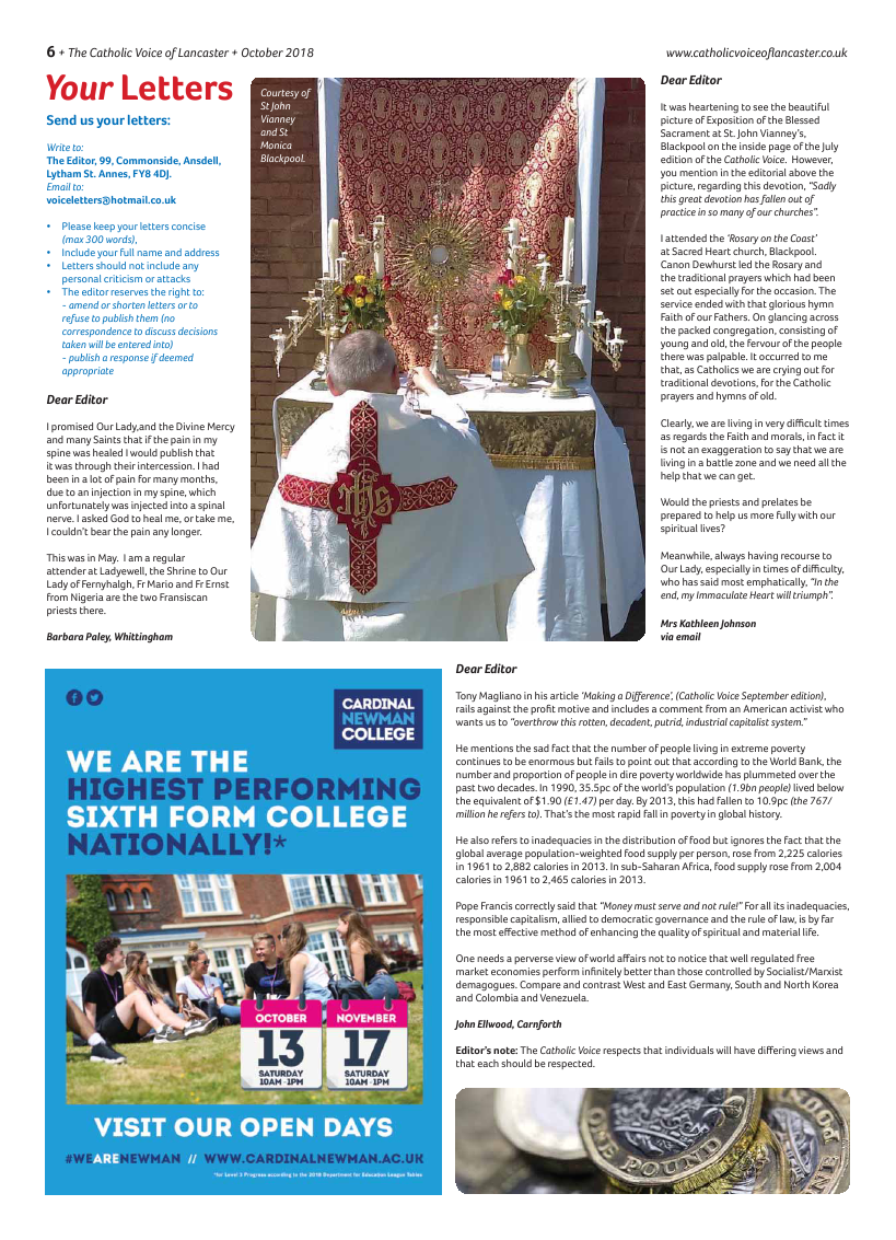 Oct 2018 edition of the Catholic Voice of Lancaster - Page 