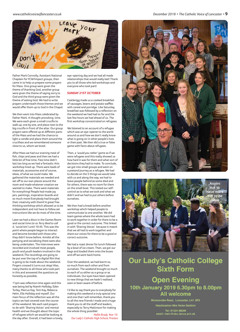 Dec 2018 edition of the Catholic Voice of Lancaster - Page 