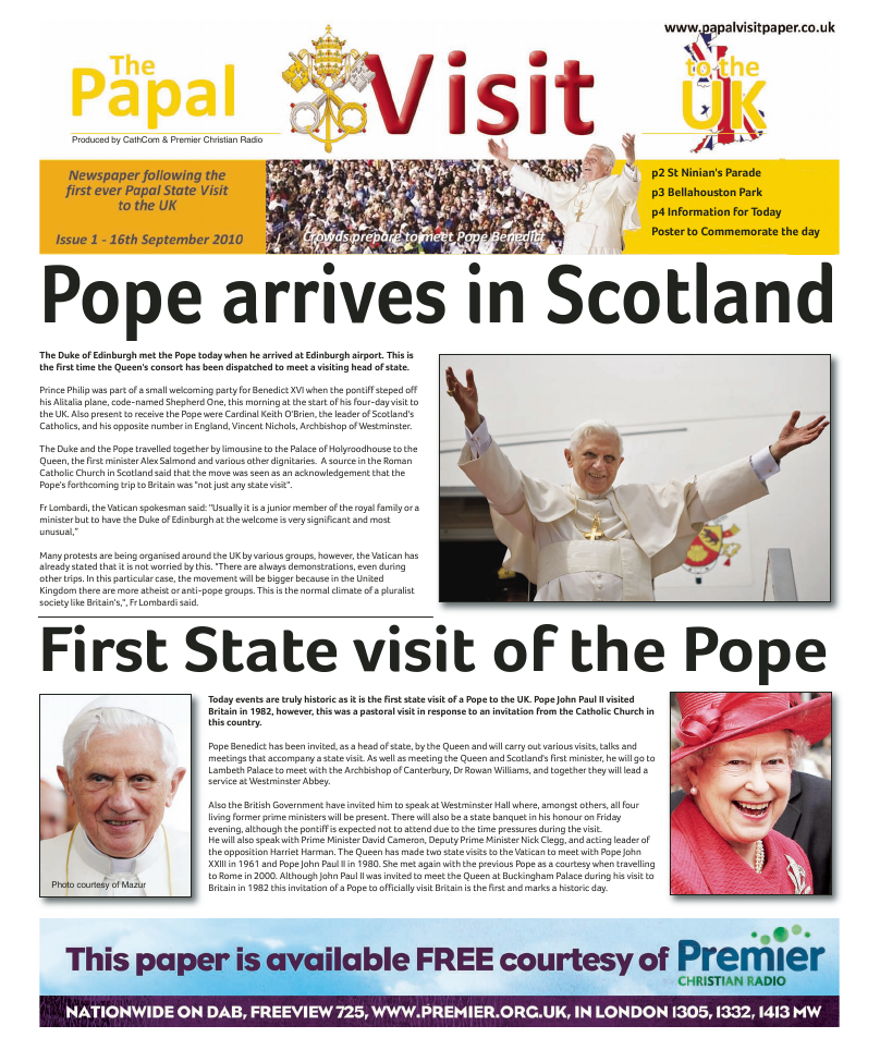 16 Sept 2010 edition of the Papal Visit - Glasgow