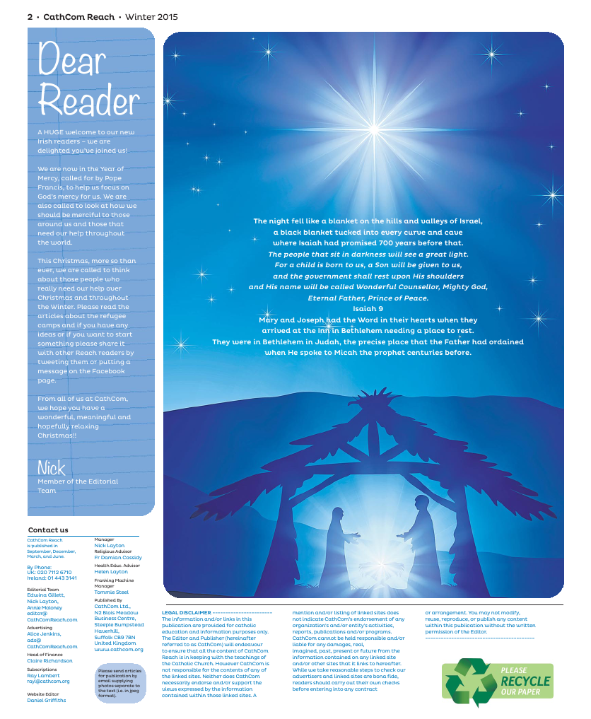 Winter/Christmas 2015 edition of the Reach