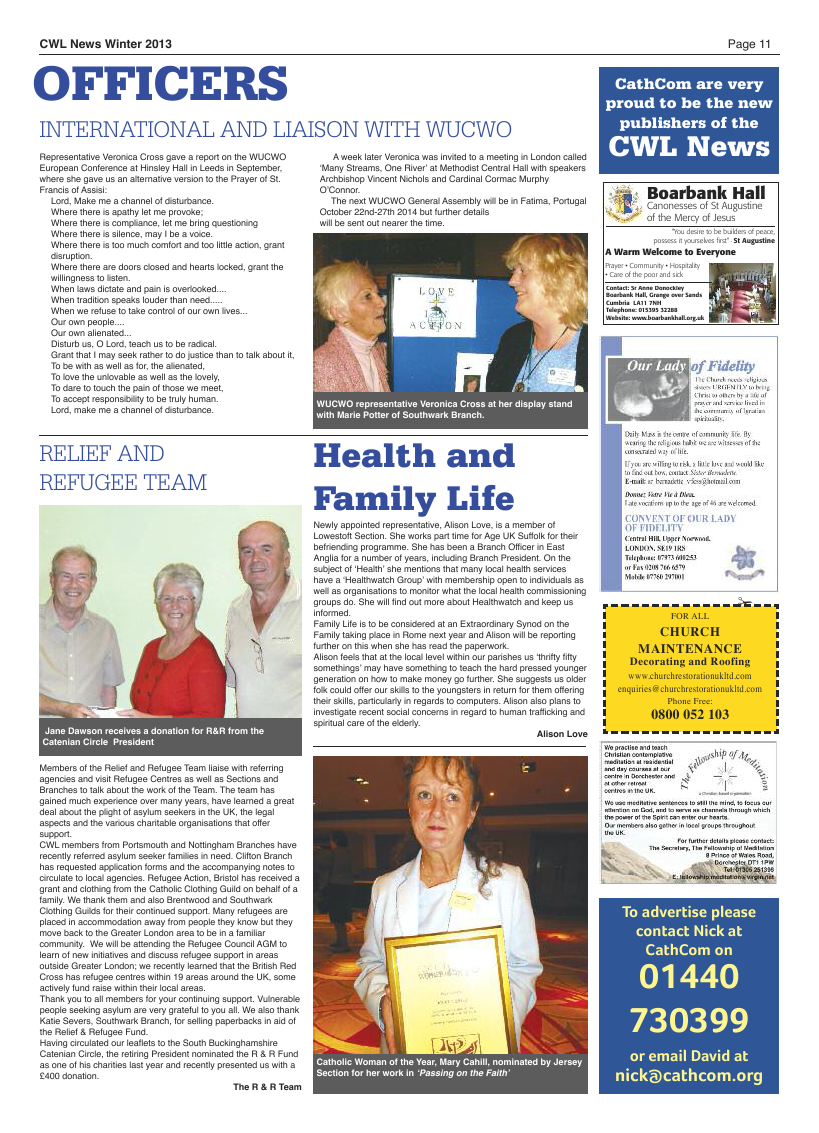 Winter 2013 edition of the CWL News