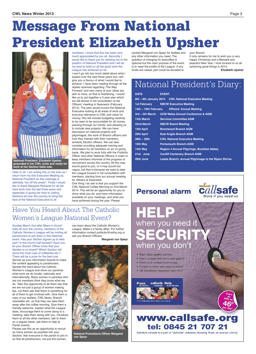 Winter 2013 edition of the CWL News