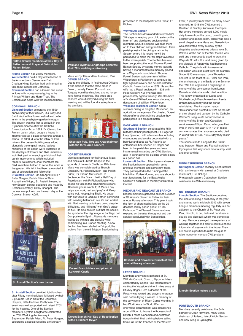 Winter 2013 edition of the CWL News