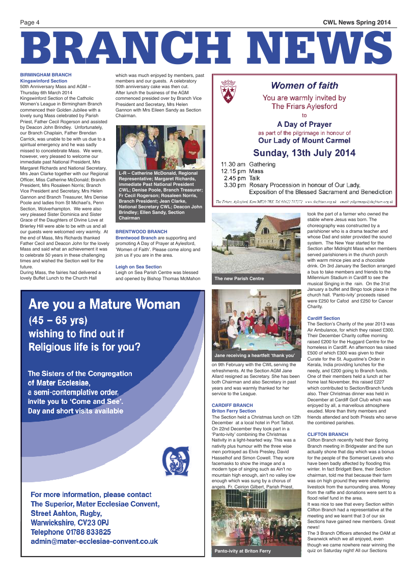 Spring 2014 edition of the CWL News