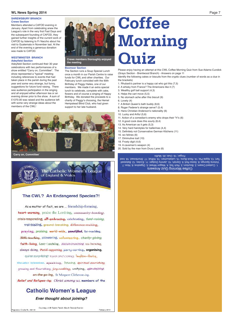 Spring 2014 edition of the CWL News