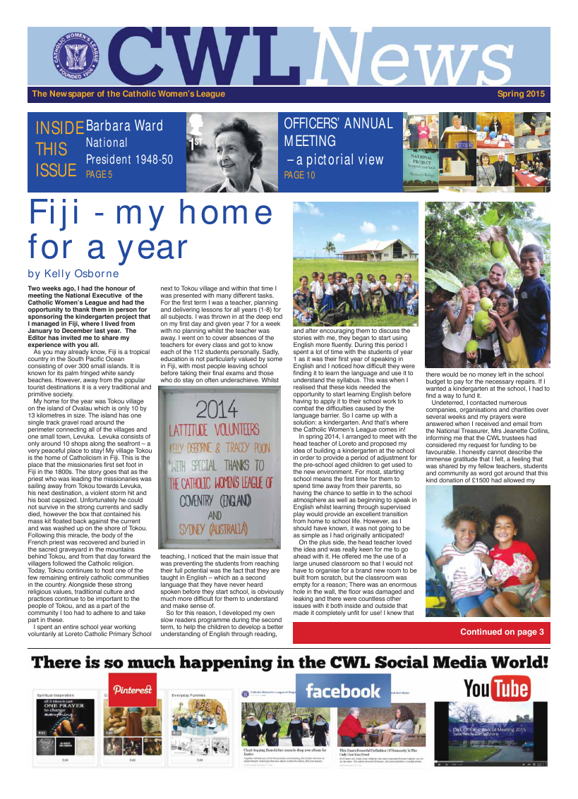 Spring 2015 edition of the CWL News