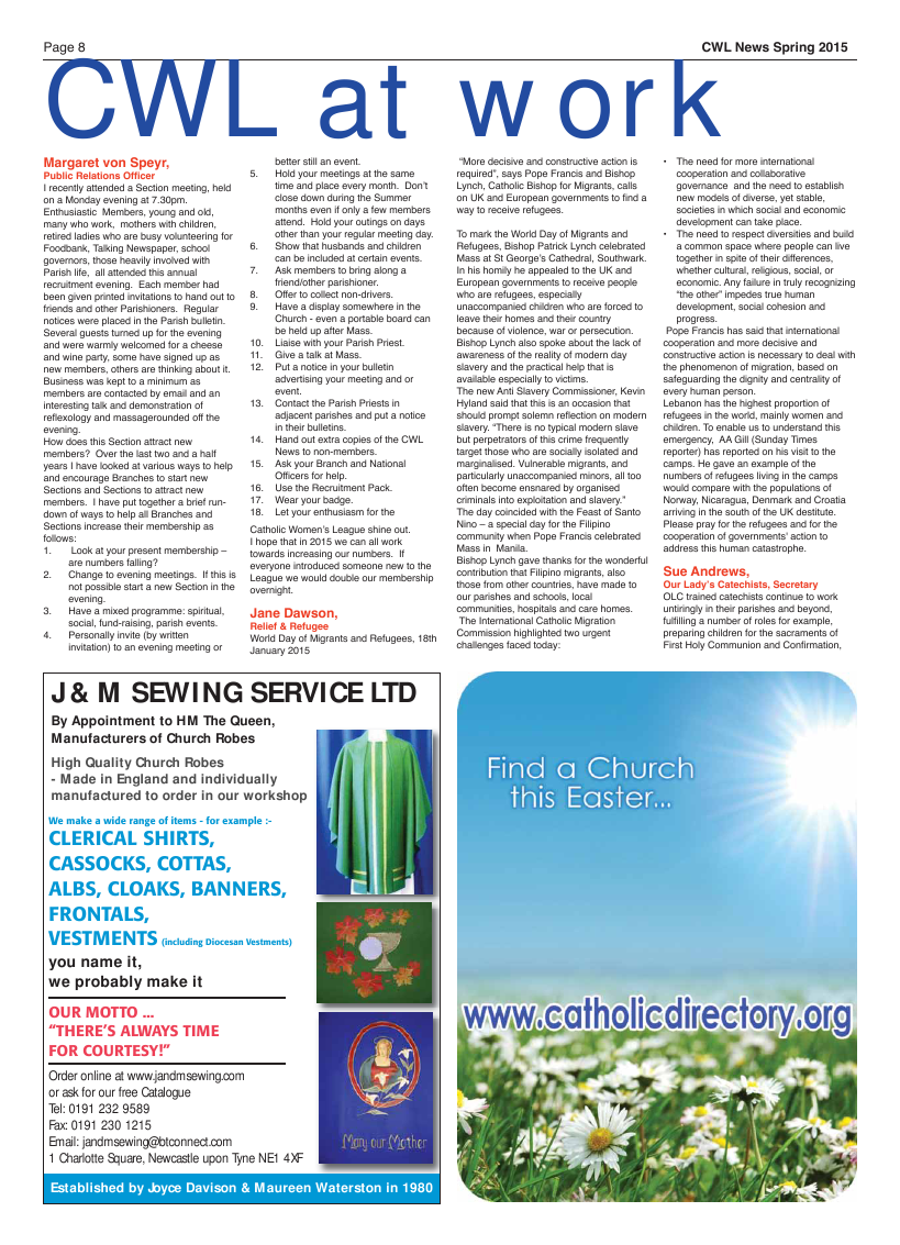 Spring 2015 edition of the CWL News