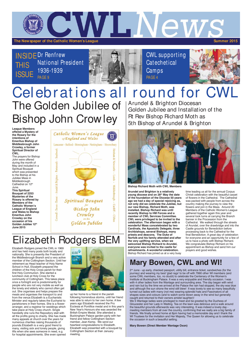 Summer 2015 edition of the CWL News