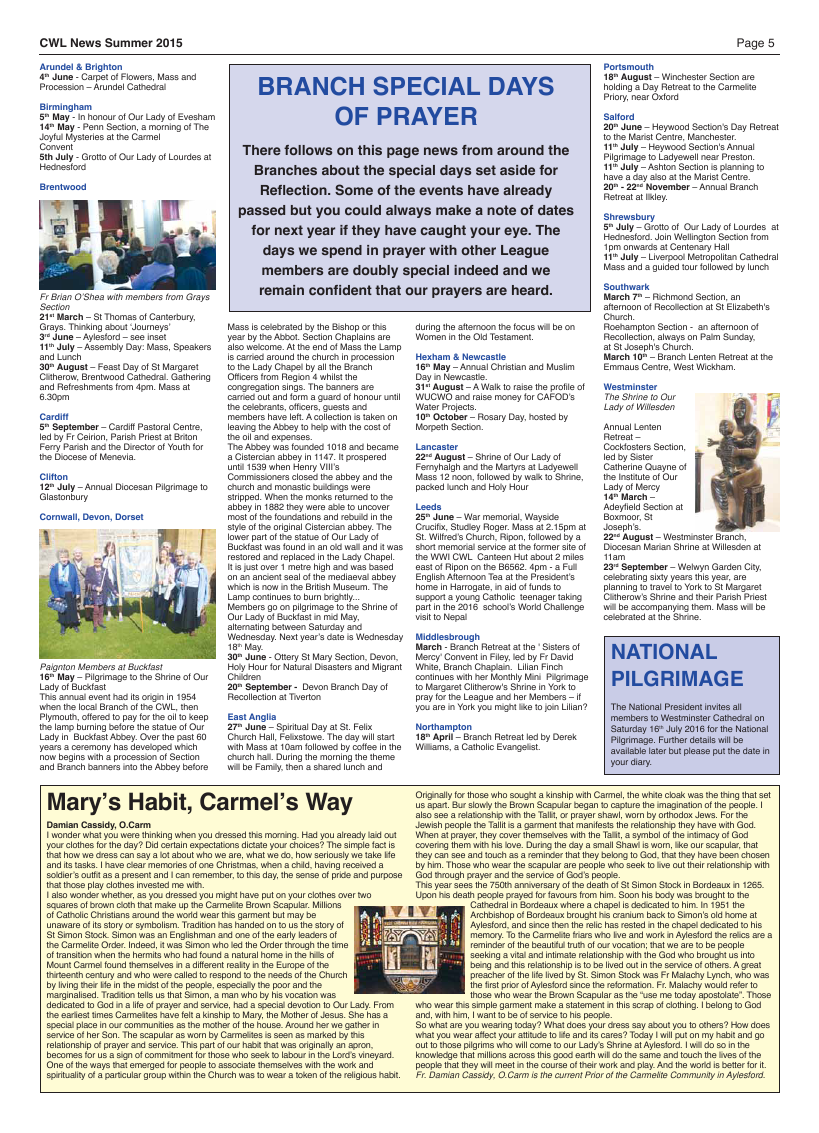 Summer 2015 edition of the CWL News