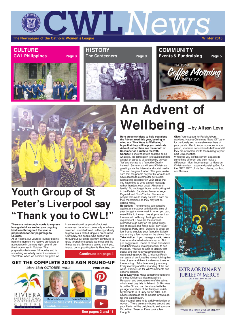 Winter 2015 edition of the CWL News