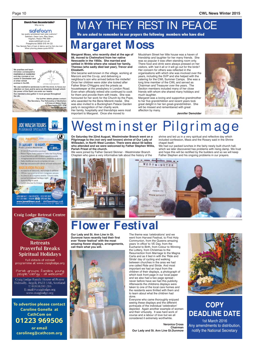 Winter 2015 edition of the CWL News