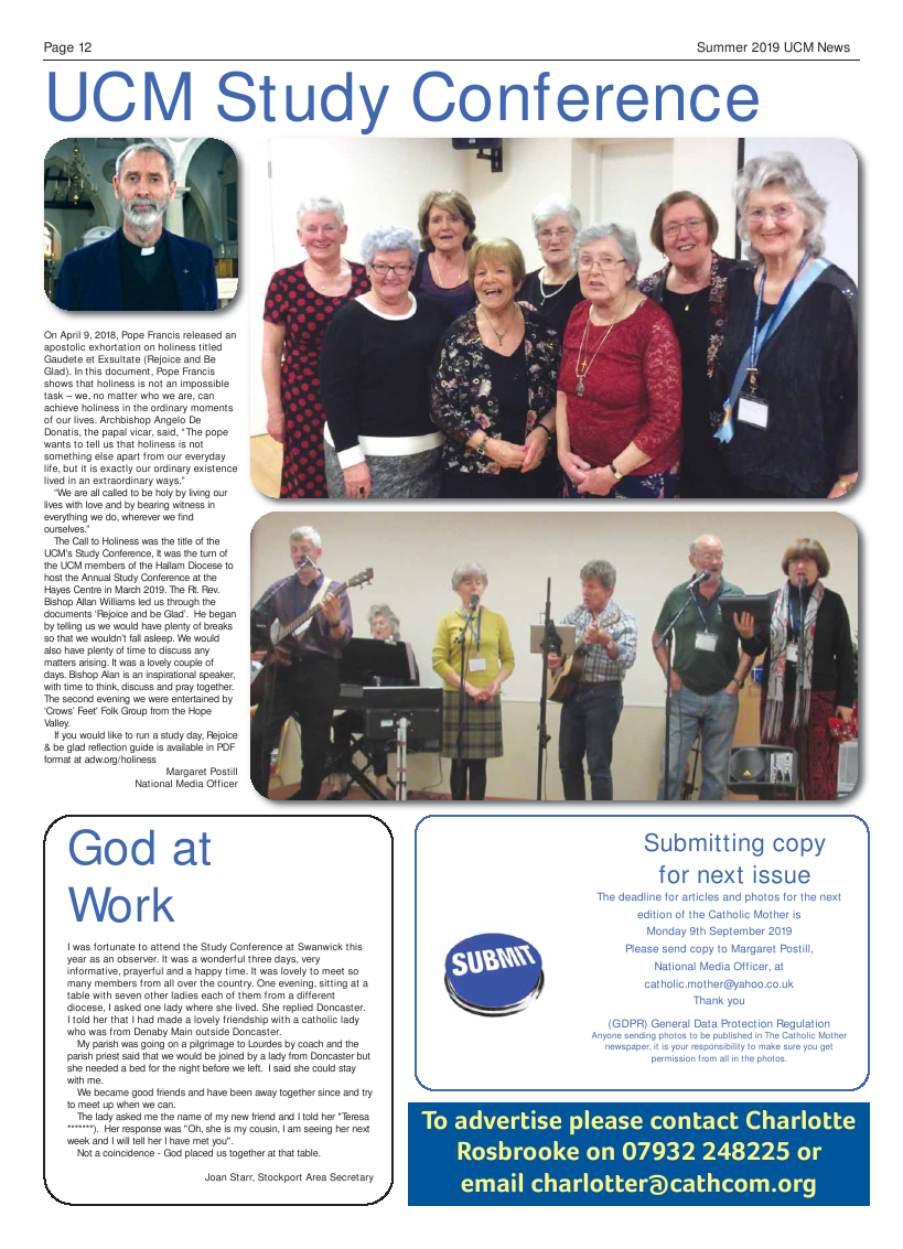 Summer 2019 edition of the Catholic Mother (UCM) - Page 