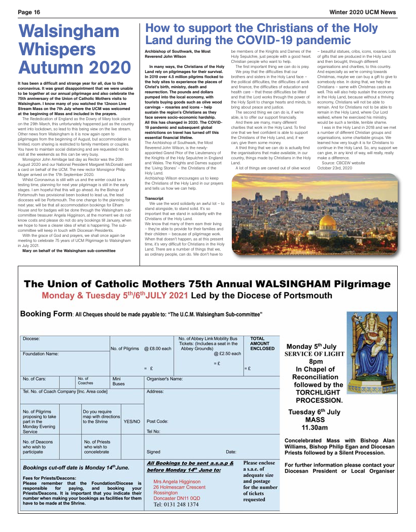 Winter 2020 edition of the UCM News