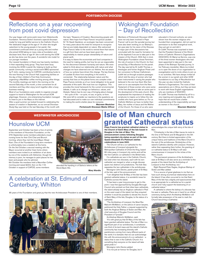 Winter 2023 edition of the UCM News