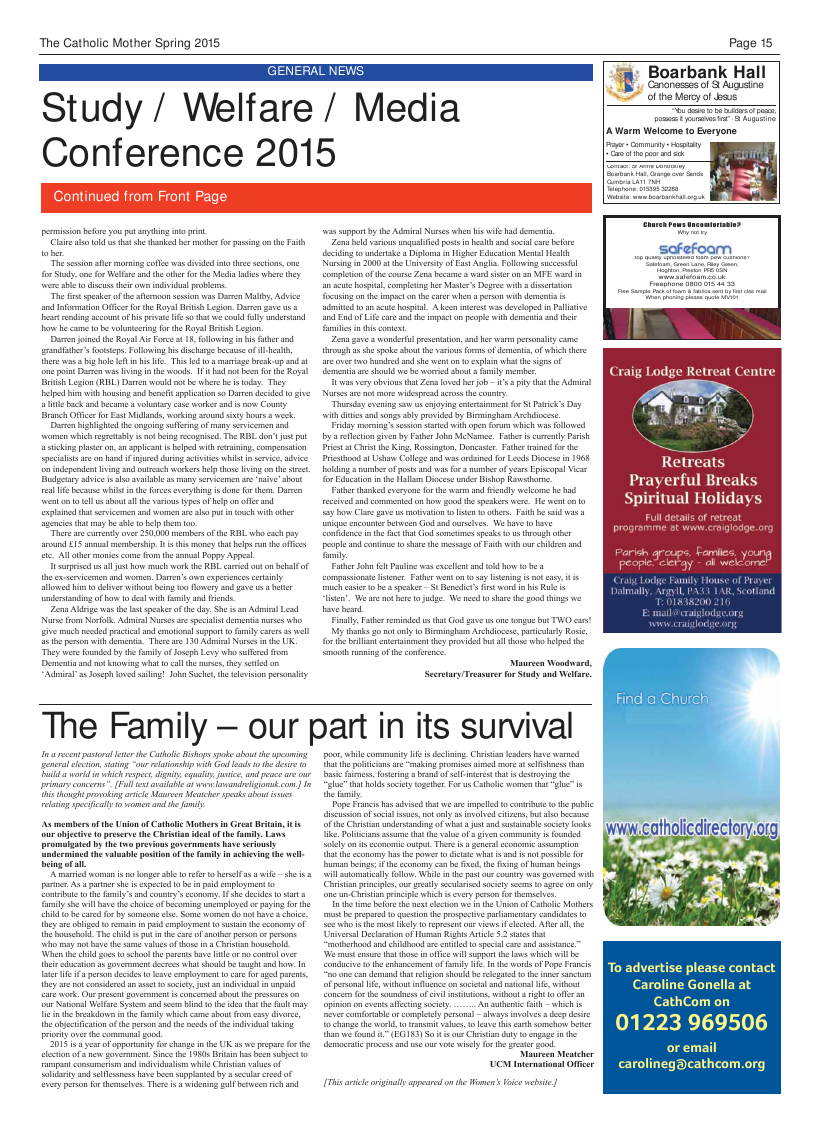 Spring 2015 edition of the Catholic Mother (UCM)