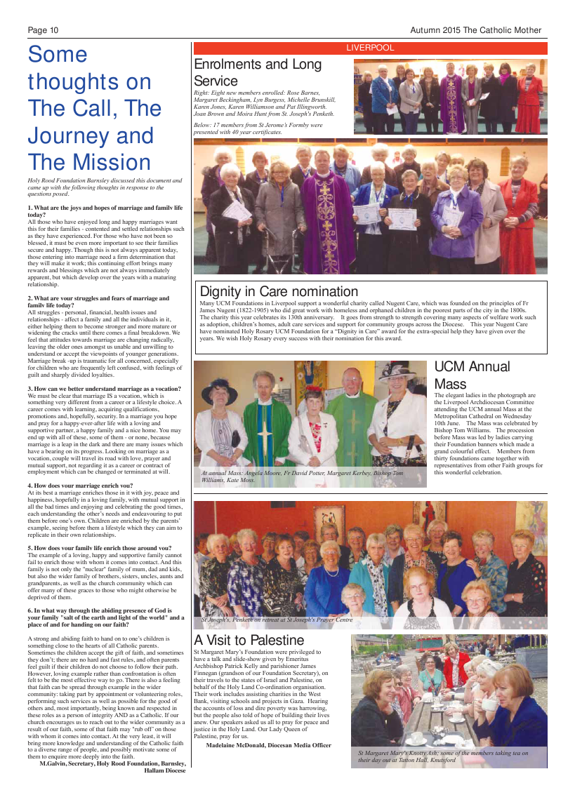 Autumn 2015 edition of the Catholic Mother (UCM)