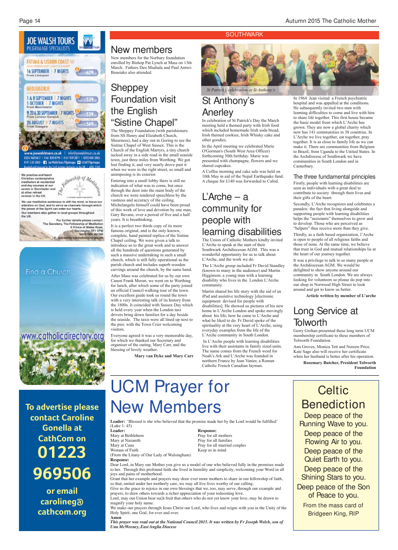 Autumn 2015 edition of the Catholic Mother (UCM)