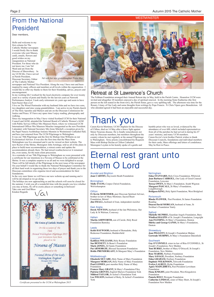 Autumn 2015 edition of the Catholic Mother (UCM)