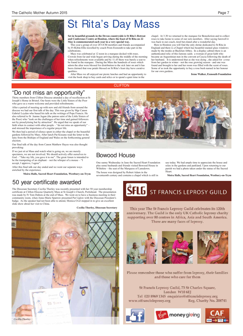 Autumn 2015 edition of the Catholic Mother (UCM)