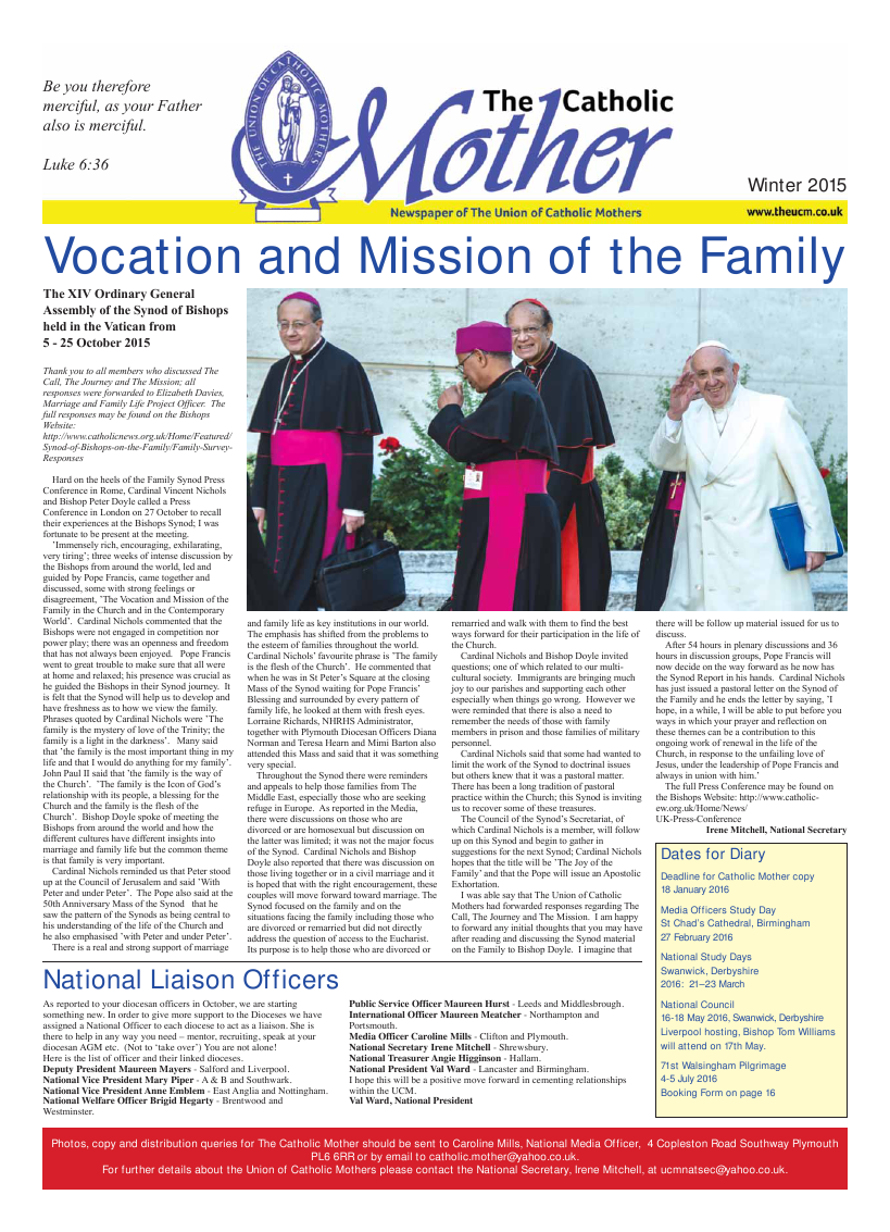 Christmas 2015 edition of the Catholic Mother (UCM)