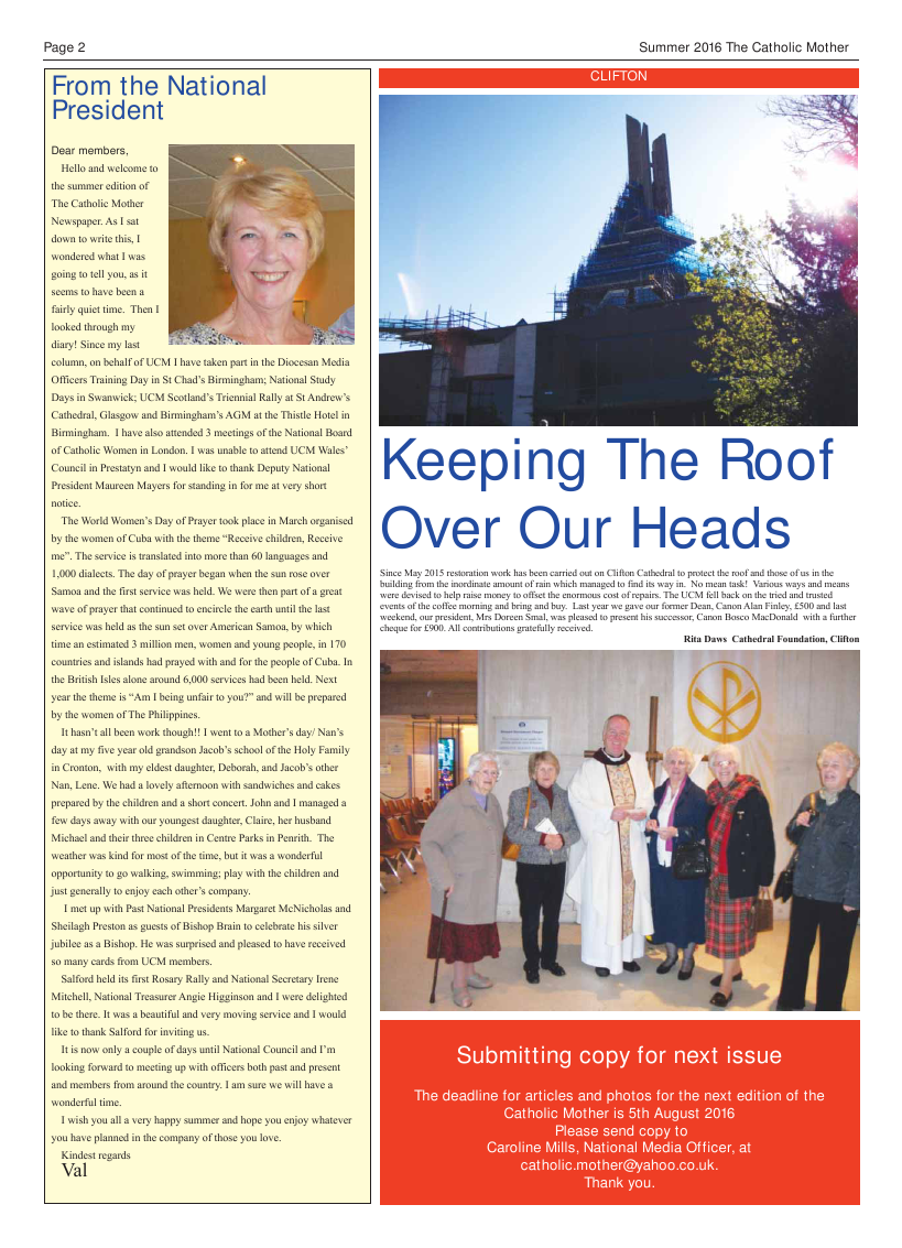 Summer 2016 edition of the Catholic Mother (UCM) - Page 