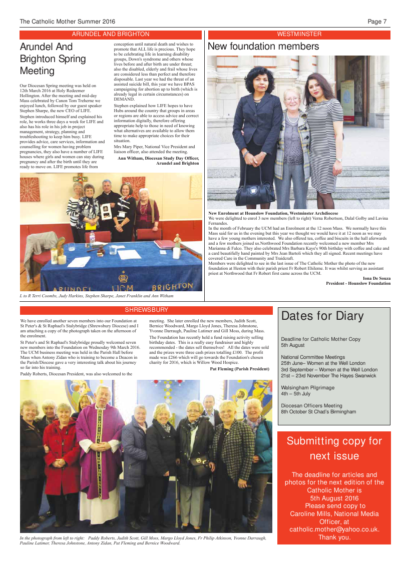 Summer 2016 edition of the Catholic Mother (UCM) - Page 