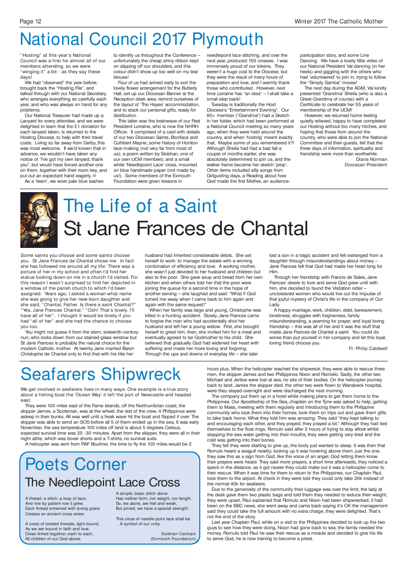 Winter 2017 edition of the Catholic Mother (UCM) - Page 